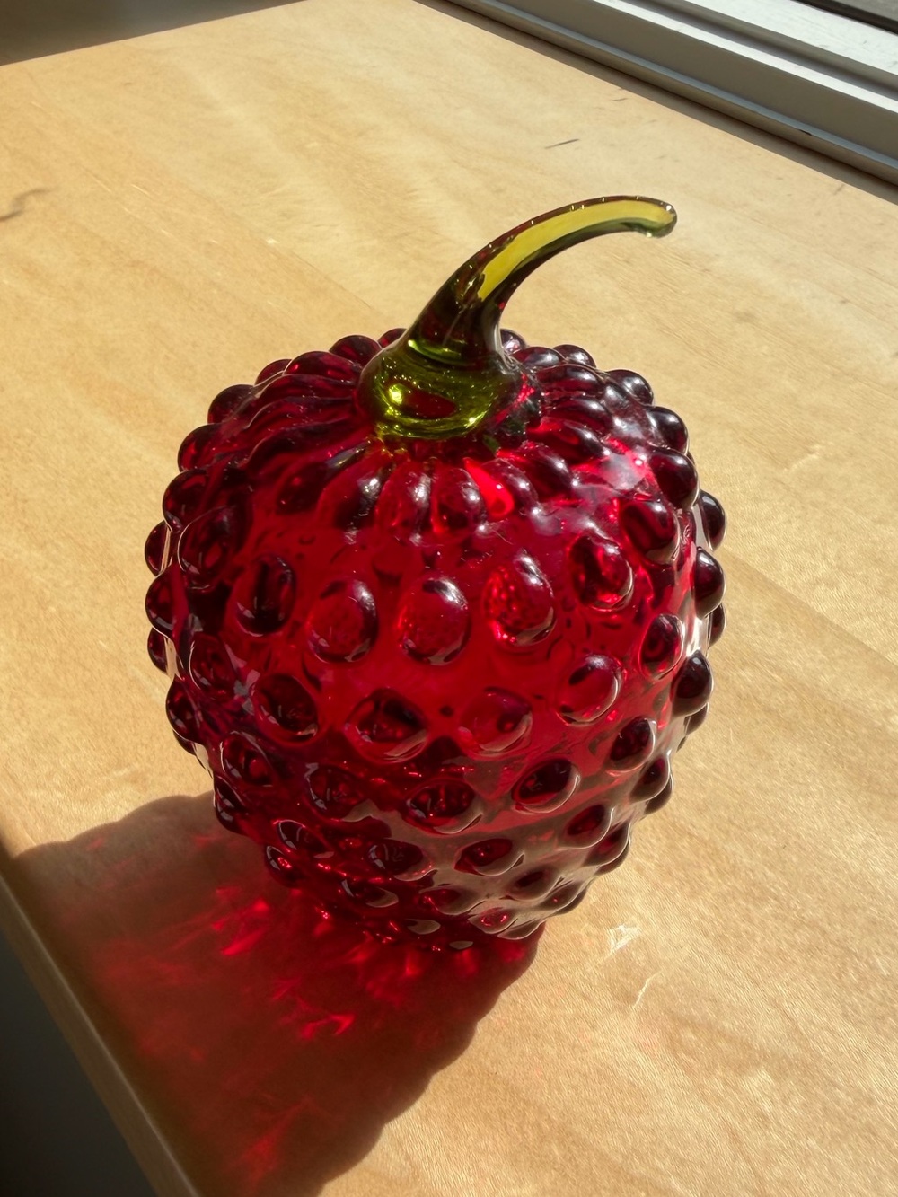 Viking Art Glass MCM Ruby Red Berry Paperweight - Picture 5 of 5